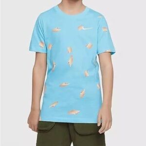 Nike Swoosh All Over Blue Orange Short Sleeve Tee Shirt Size Small